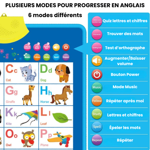 Tableau éducatif interactif 6 en 1